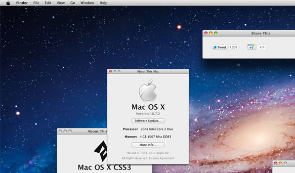 Mac OS X Lion in pure CSS3 Awesomeness