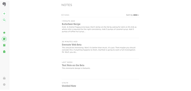 Evernote Web Beta Main