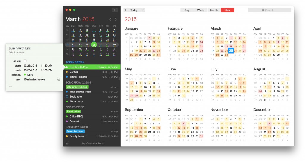 Fantastical 2's Main Window