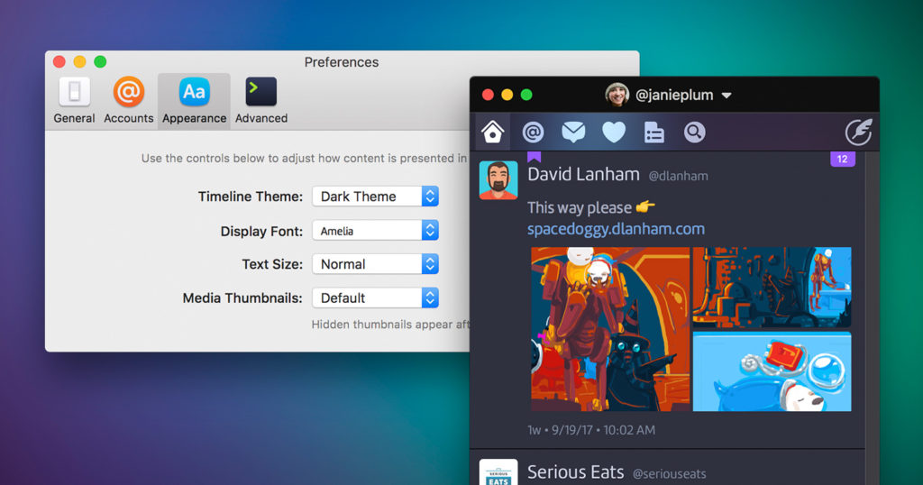 Twitterrific 5 for Mac Appearance Settings