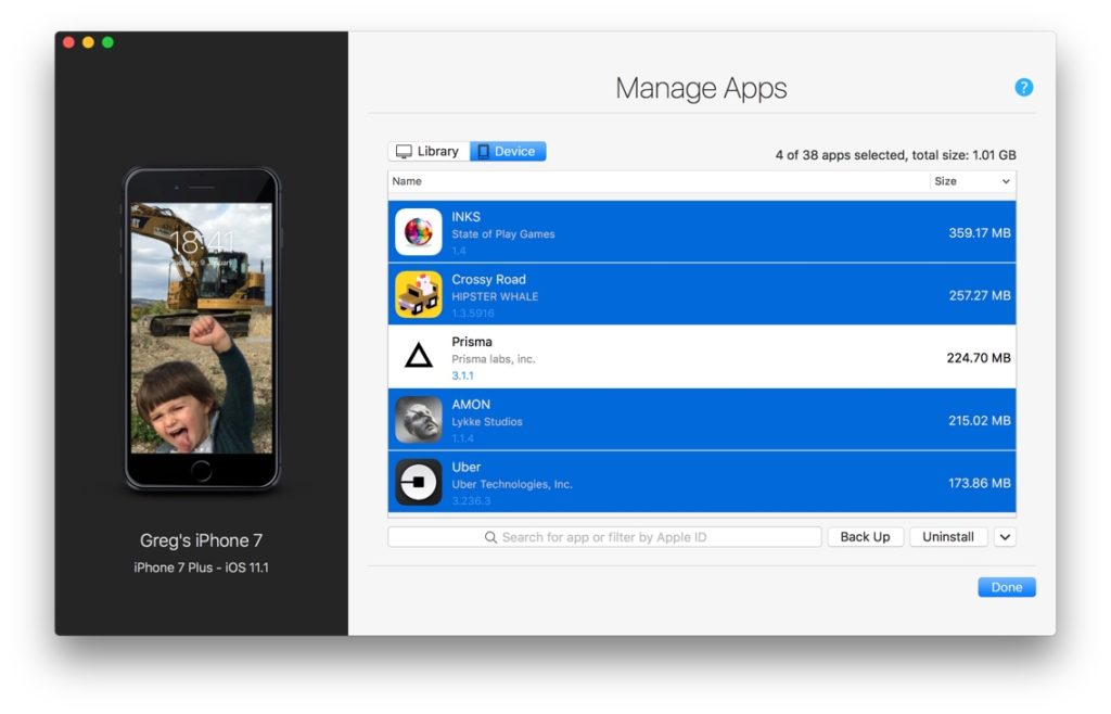 manage apps on itunes