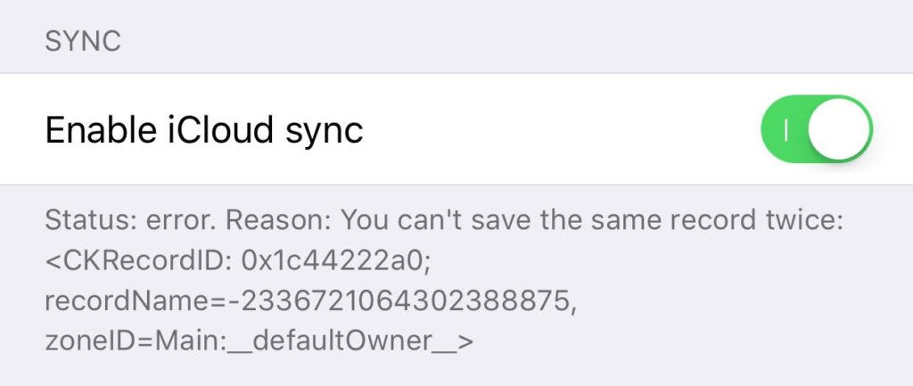 Paste for iPhone Sync Error