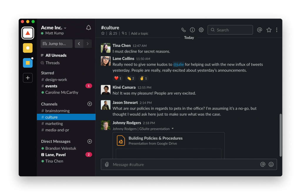 Slack App Dark Mode Theme