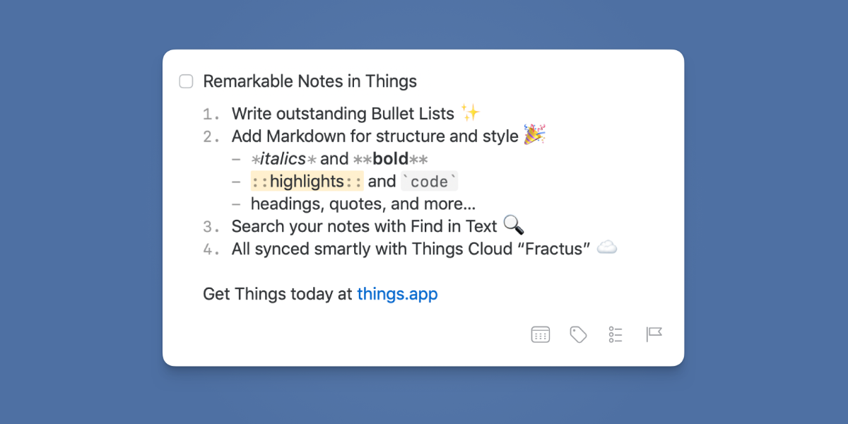 Things 3.14 with Markdown Notes & Bullet Lists